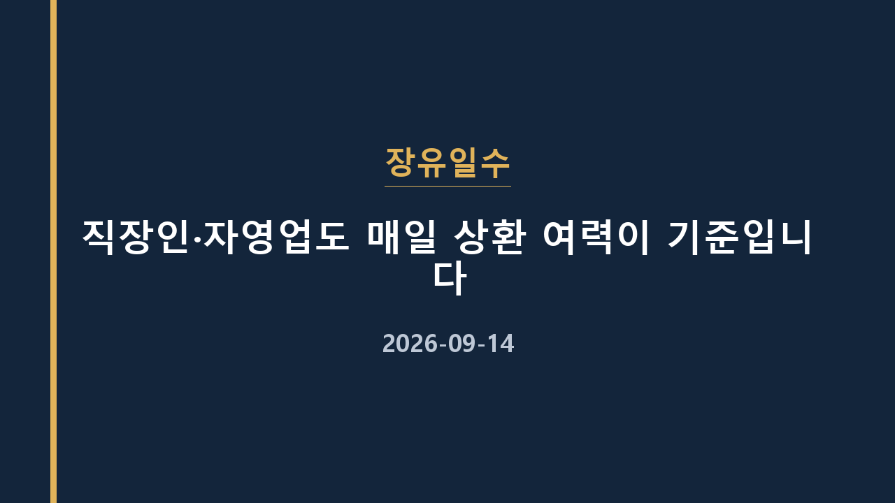 장유일수 직장인·자영업도 매일 상환 여력이 기준입니다