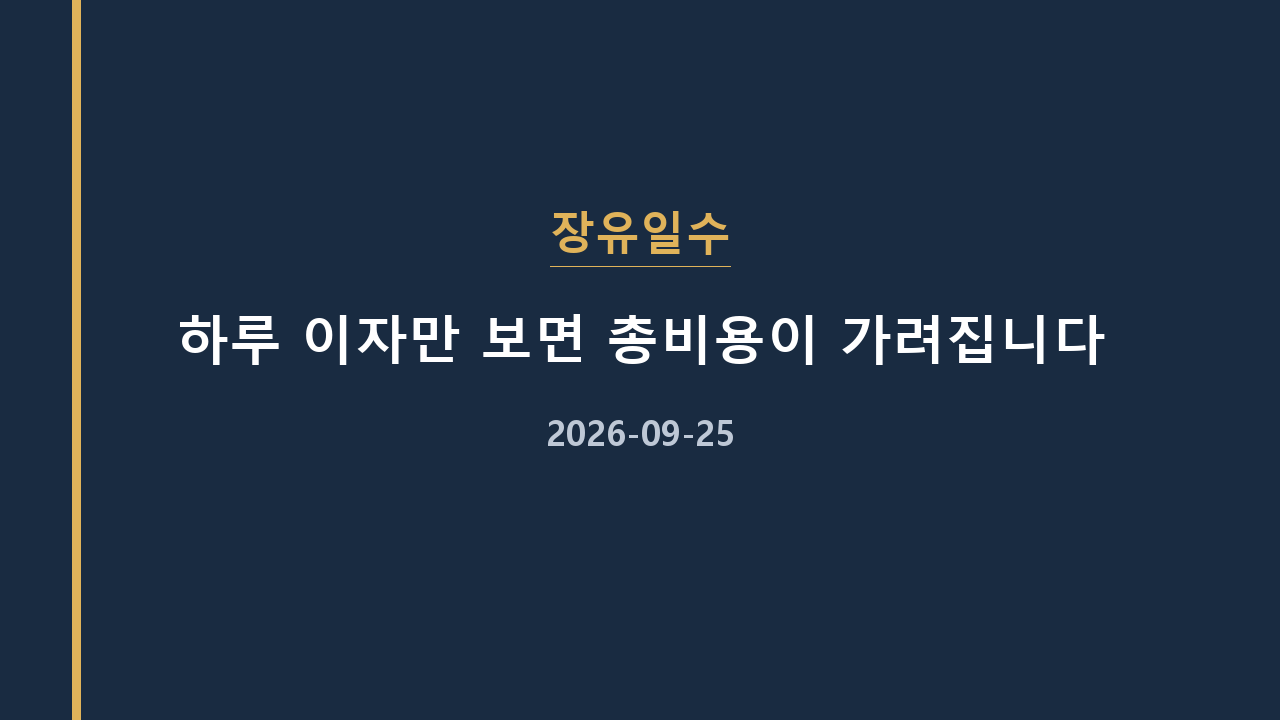 장유일수 하루 이자만 보면 총비용이 가려집니다