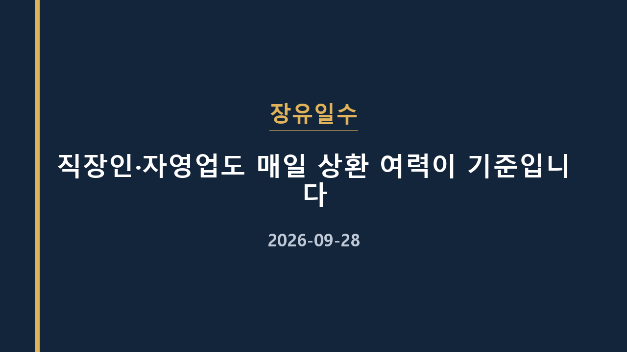 장유일수 직장인·자영업도 매일 상환 여력이 기준입니다