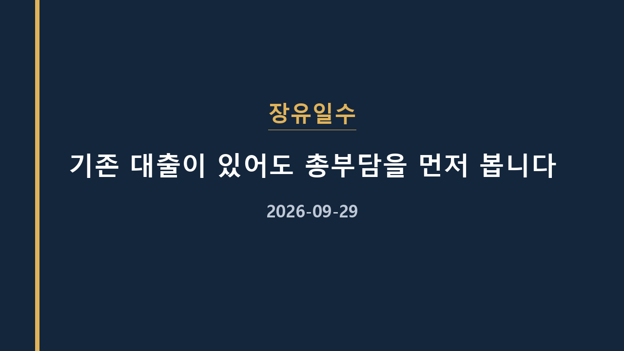 장유일수 기존 대출이 있어도 총부담을 먼저 봅니다