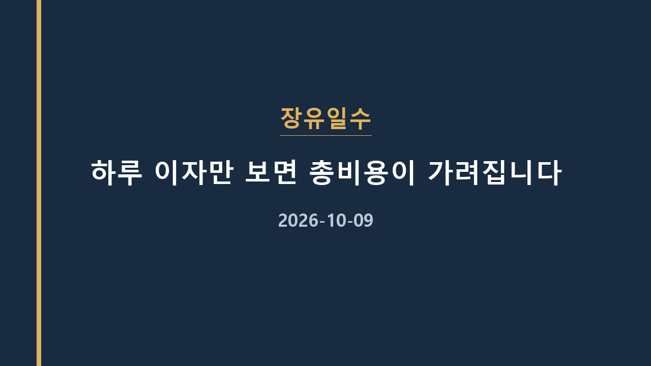 장유일수 하루 이자만 보면 총비용이 가려집니다