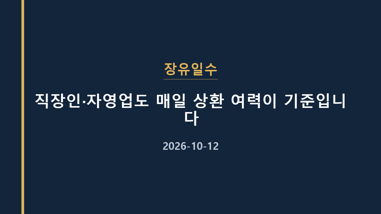 장유일수 직장인·자영업도 매일 상환 여력이 기준입니다
